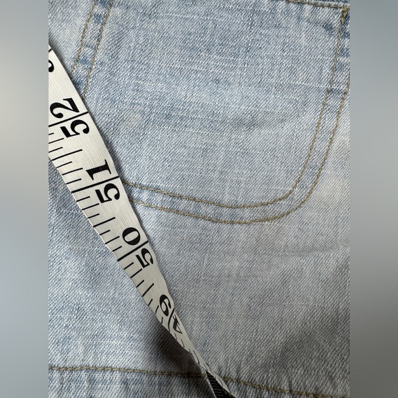 Vintage Surf OP Embroidered Floral Light Blue Jean Denim Hot Pants Shorts Size 3 - Picture 8 of 17